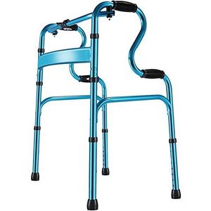 Opvouwbare Senioren Walker met armleuning, draagbare aluminium opstaphulp, rechtopstaande rollator voor volwassen ouderen met een handicap, belasting 180kg (kleur: blauw) (blauw) Decoration