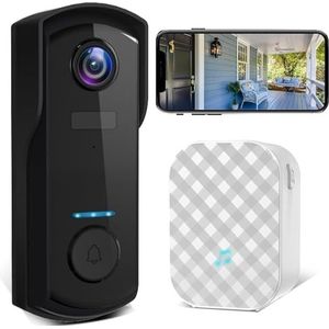UCOCARE Draadloze deurbel met camera, compatibel met Alexa, 2K draadloze deurbel voor buiten, waterdicht, camera, draadloze videofoon met bel, nachtzicht, menselijke detectie, bidirectionele audio