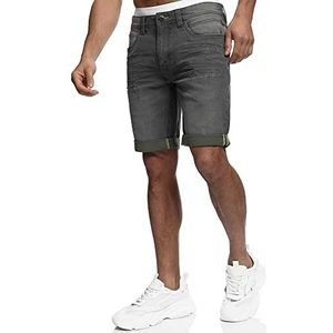Indicode Inzalento Jeans shorts voor heren, met 4 zakken, used look, zwart (raven), XL