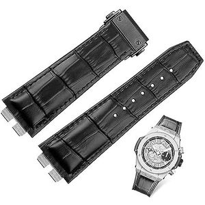 INSTR 27 * 19mm Crocodile Grain Lederen Horlogeband Voor Hublot Big Bang Ubom 411 Quick Release Horlogebandje (Color : Preto, Size : 27-19mm)