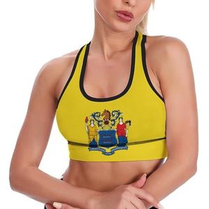 New Jersey staat vlag ademende sport bh's voor vrouwen draadloze workout yoga vest ondergoed racerback crop tank top XL
