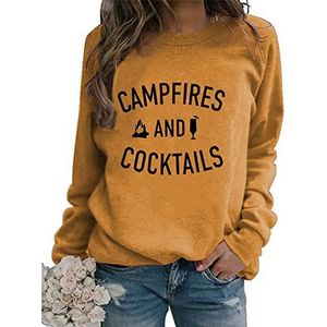 Funny Camping Sweatshirt for Women Long Sleeve Camper Mountain Graphic Pullover Vacation Shirt Tops