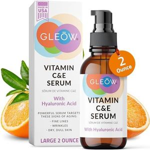 GLEOW Vitamine C Face Serum, Vitamine C-serum voor gezicht met hyaluronzuur, vitamine C voor het gezicht, hydraterend serum voor het gezicht, huidverhelderend serum 2oz
