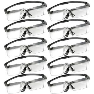 Veiligheidsbril, 1/40st Werkveiligheid Anti-spat Oogbeschermingsbrillen Glas Winddicht Stofdicht Beschermende Bril Fietsbrillen(Black 10pcs)