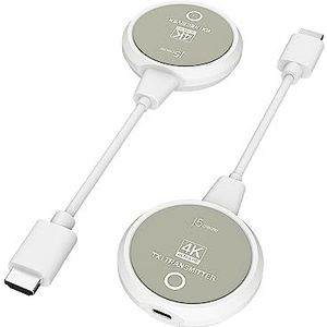 j5create ScreenCast 4K draadloze HDMI-zender en -ontvanger, ondersteunt 4K-resolutie en HDCP, geen WiFi nodig 30M/100FT draadloze HDMI-extender voor tv-streaming, vergadering streamen (JVAW75)