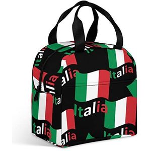 Italiaanse Italiaanse vlag dames lunchtas met grote zak geïsoleerde lunchbox voor mannen reizen picknick werk grappig