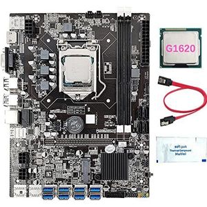 AMIUHOUN B75 8 Kaart BTC Mijnbouw Moederbord+G1620 CPU+Thermisch Vet+ Kabel 8XUSB3.0 (PCIE 1X) GPU Slot LGA1155 DDR3 RAM MSATA