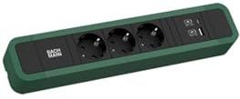Bachmann - PRIMO 2 - Stekkerdoos - Groene Aluminium - 3 x CEE 7/3 - 2 meter