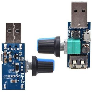2 stuks 5V USB-ventilator Traploze snelheidsregelaars Controller met schakelaar Snelheidsmodule Snelheidsregelaar Koeling Mute Multi-Gear Windsnelheidsregelaar voor kantoor thuis