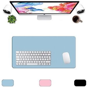 LL-COEUR Grote Kunstleer Waterbestendig Muismat Computer Kantoor Bureaulegger (600 x 300 x 2 mm, Blauw)