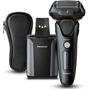 Panasonic ES-LV97 5-Blade nat en droog elektrisch scheerapparaat voor mannen, oplaadbare, responsieve baardsensor, multi-flex 16D-kop, automatische reiniging, oplaadstandaard, cadeau voor mannen