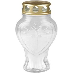 HS Candle Graflicht glas in hartvorm (wit), grafkaars met ca. 30 uur brandduur
