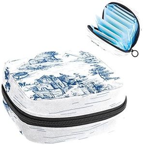 Opbergtas voor maandverband Pads, Menstruatie Cup Pouch, Periode Bag Organizer voor vrouwelijke Pads Tampons, Town Village Sence
