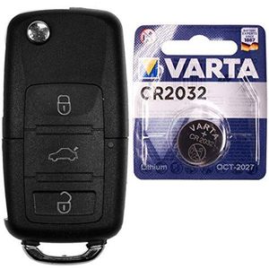 Autoradio afstandsbediening sleutel uitwisseling behuizing met 3 knoppen + HAA / HU66 leeg + accu compatible met VW Seat Skoda
