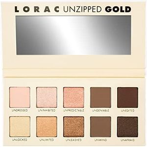 LORAC, LORAC Unzipped Goud Oogschaduw Palet & Oog Primer Set, Oogschaduw Palet met Glinsterende en Matte Schades, Oog Make Up voor een Professionele Make Up, Wreedheid Vrij