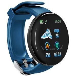 Smart Watch Smart Watch voor heren en dames, hartslag- en bloeddrukmeter, fitnesstracker, slimme armband (kleur: blauw)