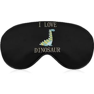 I Love Dinosaurus Blauw Geel Slaap Oogmasker voor Mannen Vrouwen Tieners Kinderen, Nachtslaap Oogschaduw Cover Comfort voor Reizen Yoga Nap