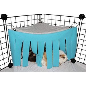 ASOCEA Kleine dierenhamster, tent, hangmat, huisdier, kooiaccessoires, nestaccessoires, bed voor cavia's, chinchilla, egel, rat, eekhoorn, fret, dwerg, konijn (blauw)