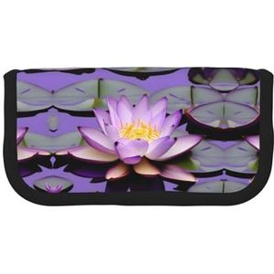 gopoo Paarse lotusbloem schattig canvas etui - georganiseerde opslag voor reizen en dagelijks gebruik etui, make-upzakje