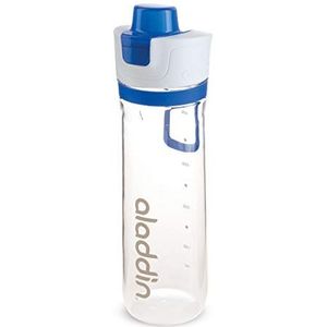 Aladdin Active Hydration Tracker Waterfles 0.8L Blauw – Dop met drukknop die je met één hand bedient - Hydratatietracker - BPA-Vrij - Drinktuit en lichtgewicht vingerlus - Vaatwasserbestendig