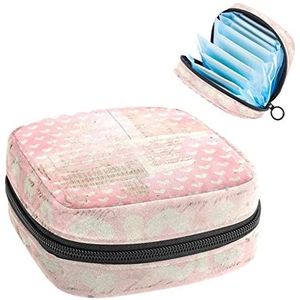 muzieknoot onder hart, Periode Pouch Draagbaar, Tampon Opbergtas,Tampon Houder voor Portemonnee Vrouwelijke Product Organizer, Meerkleurig, 4.7x6.6x6.6 in/12x17x17 cm
