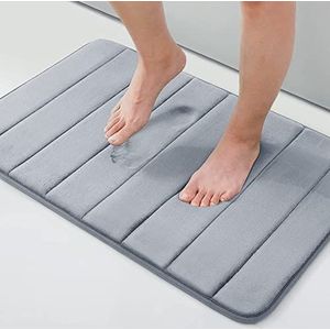 Badmat van traagschuim, absorberend, antislip, wasbaar, grijs, 40 x 60 cm