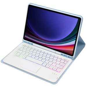 Toetsenbordhoes voor Samsung Galaxy Tab A11+ Plus 11"" 2025, 7-Kleuren Achtergrondverlichting, Magnetisch Afneembaar Draadloos Toetsenbord met S-Penhouder,Blauw