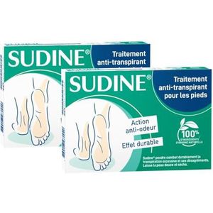 SORIFA - Sudine-poeder, anti-transpirant-behandeling, voet – reguleert het zweet – absorbeert – voorkomt mycosen – zonder aluminiumzouten – gemaakt in Frankrijk – doos met 6 dubbele zakken