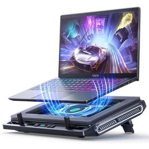 llano Gaming Laptop Koeler Koelpad met 3500RPM Turbofan 4,72 inch Externe Ventilatorstandaard Verstelbare Snelheid Toetsbediening Afdichting Schuim Snelle Koeling Laptops 13-17,3 inch GEEN RGB