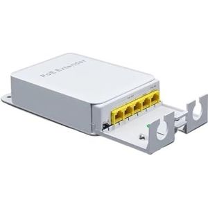 5-poorts waterdichte POE-extender 4-poorts repeater 100/1000Mbps buitennetwerk IP55 VLAN 44-57V (kleur: POE014G-FS)