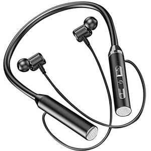 5 Stereo Headset Nekband,Nekband Blue tooth-koptelefoon rond de nek - IPX7 waterdichte sport-oortelefoon met microfoon, hifi stereo koptelefoon met diepe bas, magnetische nekband 12 uur Zankie