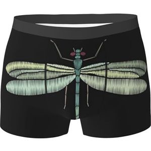 ZJYAGZX Dragonfly Boxershorts voor heren, zwarte print, comfortabele onderbroek, ademend, vochtafvoerend, Zwart, S