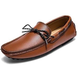 Loafers for heren Schoenen met vierkante neus Veganistisch leer Rijmocassins Bootschoenen Flexibel antislip Prom Slip On (Color : Brown, Size : 40 EU)