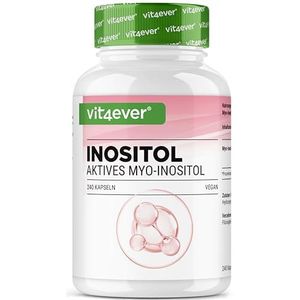Myo-inositol 1500 mg per dag – 240 vegan capsules met hoge dosering – Zuiver inositol als belangrijk bestanddeel van de celstofwisseling – Zonder onnodige toevoegingen