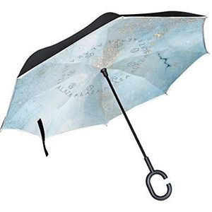 RXYY Winddicht Dubbellaags Vouwen Omgekeerde Paraplu Marmer Texure Print Waterdichte Reverse Paraplu voor Regenbescherming Auto Reizen Outdoor Mannen Vrouwen
