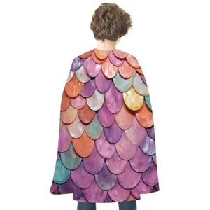 LQPMNK Halloween Cape, Zeemeermin Weegschalen Achtergrond Print Vampier Cape Heks Cape Halloween Mantel Kostuum Cape Omkeerbare Halloween Cape