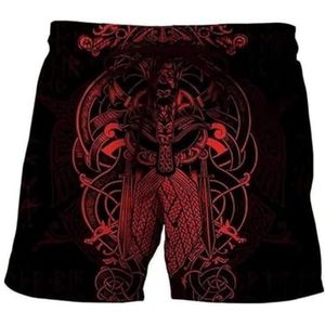 Unisex Viking Odin Tattoo Shorts - Noorse Mythologie Harajuku Street Summer Sneldrogende Ademende Shorts - Modieuze Hiphop 3D Digitaal Bedrukte Casual Shorts (Color : Odin G, Size : XXL)