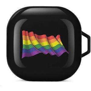 Gay Pride Waving Flag Oortelefoon Hoesje Compatibel met Galaxy Buds/Buds Pro Schokbestendig Hoofdtelefoon Case Cover Zwart-Stijl