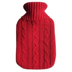Warmwaterkruik 2000 ml grote warmwaterzak met deksel winter pluche schattige handwarmer herbruikbare zachte grote warmwaterzak warmte warm waterfles warmwaterzak (rood)