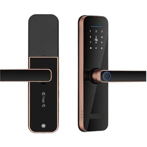Slim slot Tuya Elektronisch Slim Deurslot Met Biometrische Vinrafdruk/Smartcard/Wachtwoord/Sleutel Ontgrendelen/USB-noodoplading(190x22-R(5050),Rose Gold)