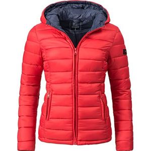 MARIKOO Lucy Tussenjas voor dames, lichte gewatteerde jas, kort, met capuchon, XS-3XL, rood, M