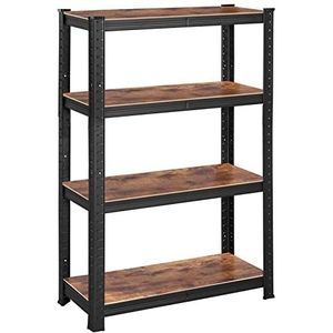 SONGMICS Staande boekenkast, opbergrek, 4 planken, verstelbaar, 40 x 80 x 160 cm, belastbaar tot 520 kg, voor keuken, woonkamer, vintage bruin - zwart GLR044B11