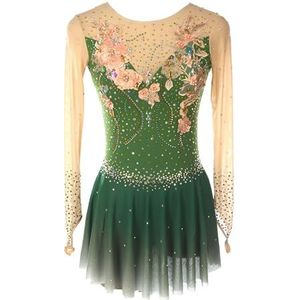 Kunstschaatsjurk for dames, U-vormig rug ademend dansvoorstellingskostuum for meisjes, aanpasbaar(4XL)