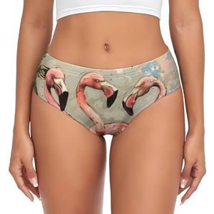 XTYGETY Vier Flamingo's Print Dames Slips Zacht Ademend Hipster Slipje Klassiek Ondergoed Ondergoed Voor Comfort, Zwart, XS