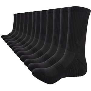 Sokken Heren Dames 43-46, Katoen Crew Loopsokken Wintersokken Thermosokken Sportsokken Damessokken Tennissokken Werksokken, Winter Warme Thermo Dikke Sneaker Sokken, 6 Paar Wit Zwart, Geschenken