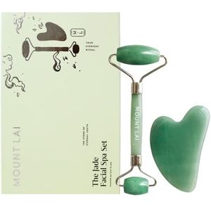 Mount Lai Jade Gua Sha Gezichtsgereedschap, Jade Roller en Gua Sha Facial Tools Set, Guasha Tool voor het gezicht om spierspanning te verlichten en wallen te verminderen, anti-aging