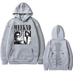 OUHZNUX Hoodie met zak The Weeknd Dubbelzijdige Print Hoodie Mannelijke Casual Losse Streetwear Heren Hoodies Mannen Vrouwen Vintage Hip Hop Harajuku Sweatshirt XS-4XL-Grijs||M