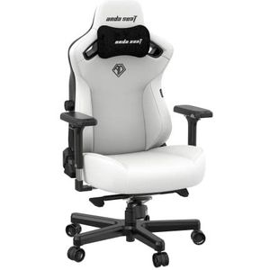 Anda Seat Kaiser 3 grote gamingstoel - ergonomische verstelbare videogamestoelen, PVC-lederen computer thuisbureaustoel, zware lendensteun voor nek en rug - witte opvouwbare fauteuil voor volwassenen