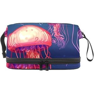 Dubbele Laag Cosmetische Tas Kwallen Clear Draagbare Make-up Tas Travel Organizer Pouch voor Vrouwen Meisjes Toiletartikelen Tassen, Multi 6, 27x15x14 cm/10.6x5.9x5.5 in, Make-up zakje