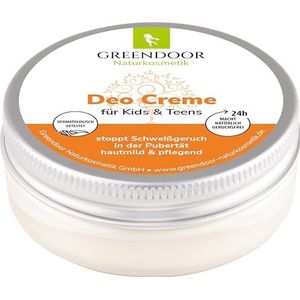 GREENDOOR Deodorantcrème voor kinderen en jongeren, 50 ml, veganistisch, stopt zweetgeuren tijdens de puberteit, zacht en voedend, zonder aluminiumzouten en zonder alcohol